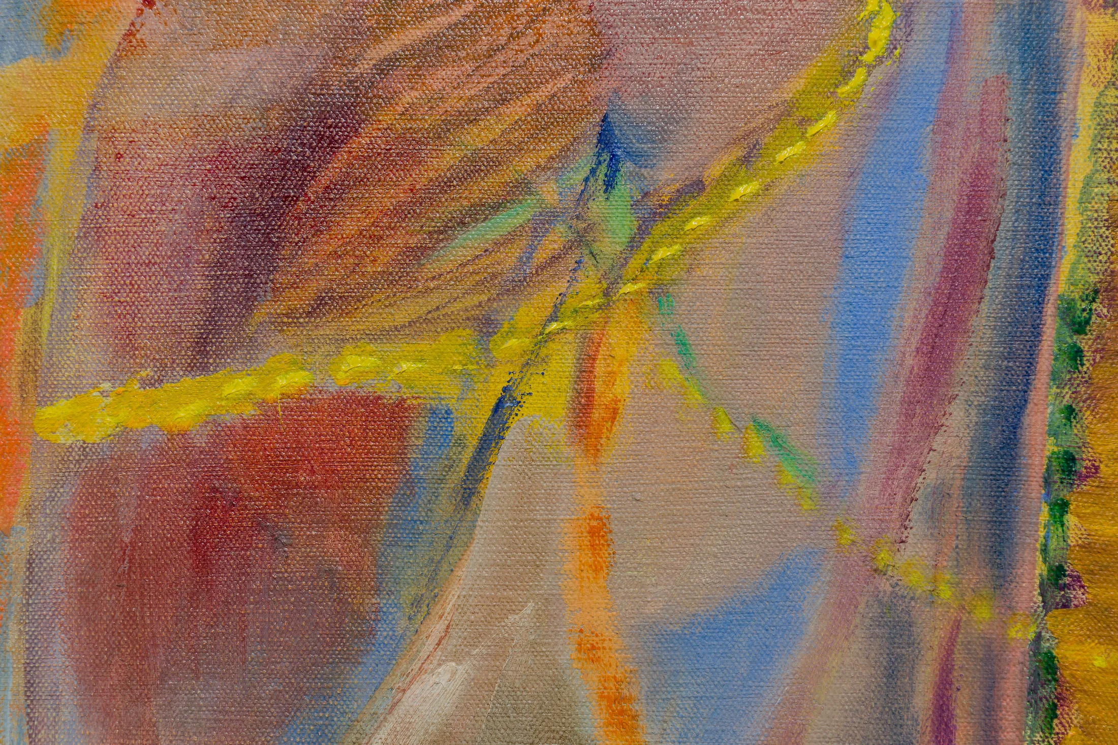 A painting by Amy Winstanley of expressive abstract forms