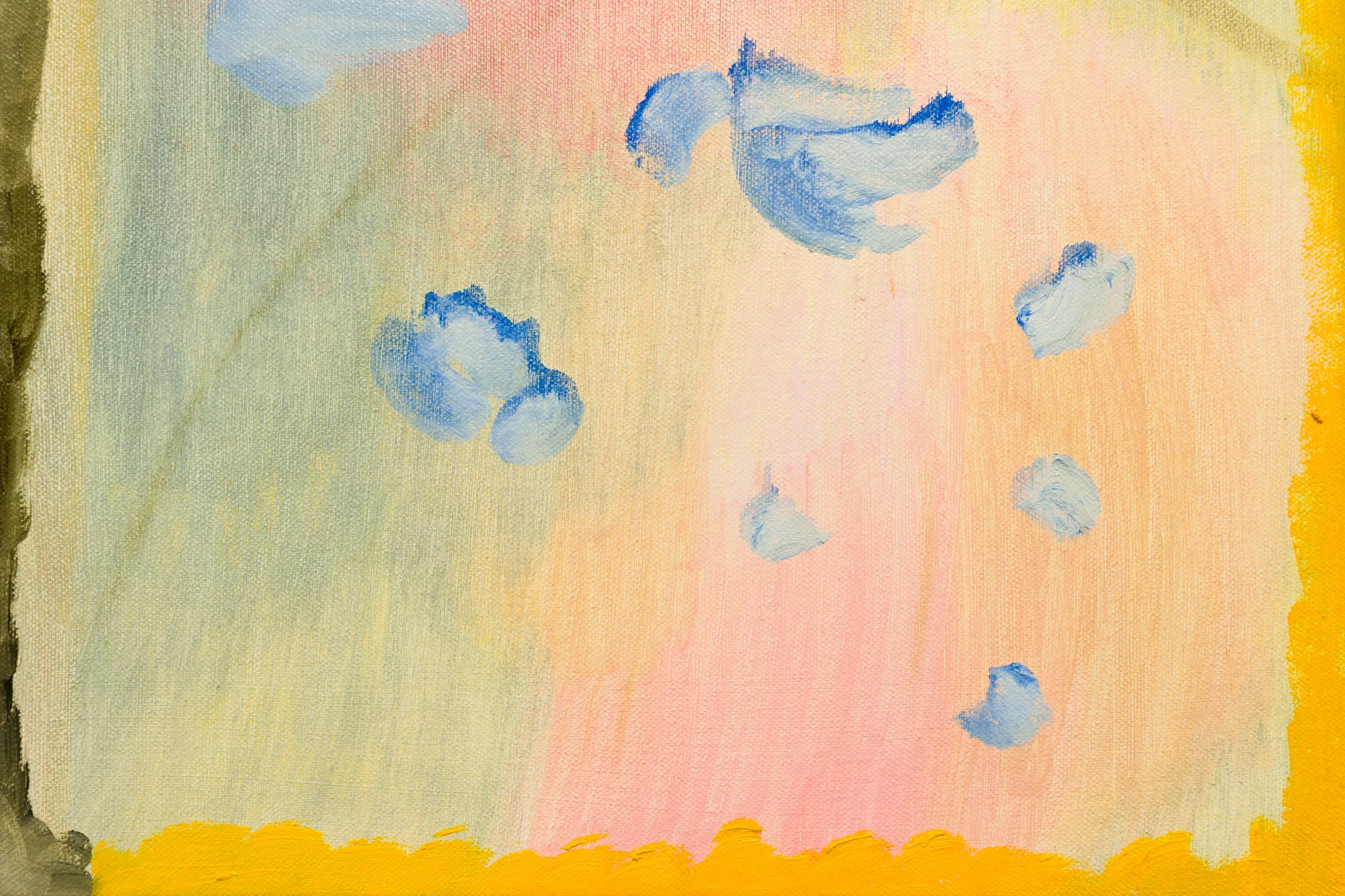 An abstract painting by Amy Winstanley in pastel tones