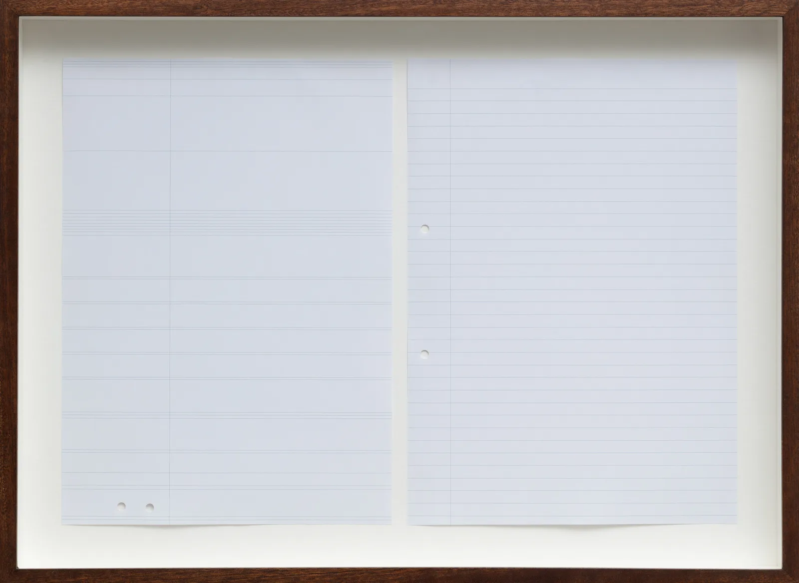 Dean Hughes, Two pieces of ruled A4 paper, 2010