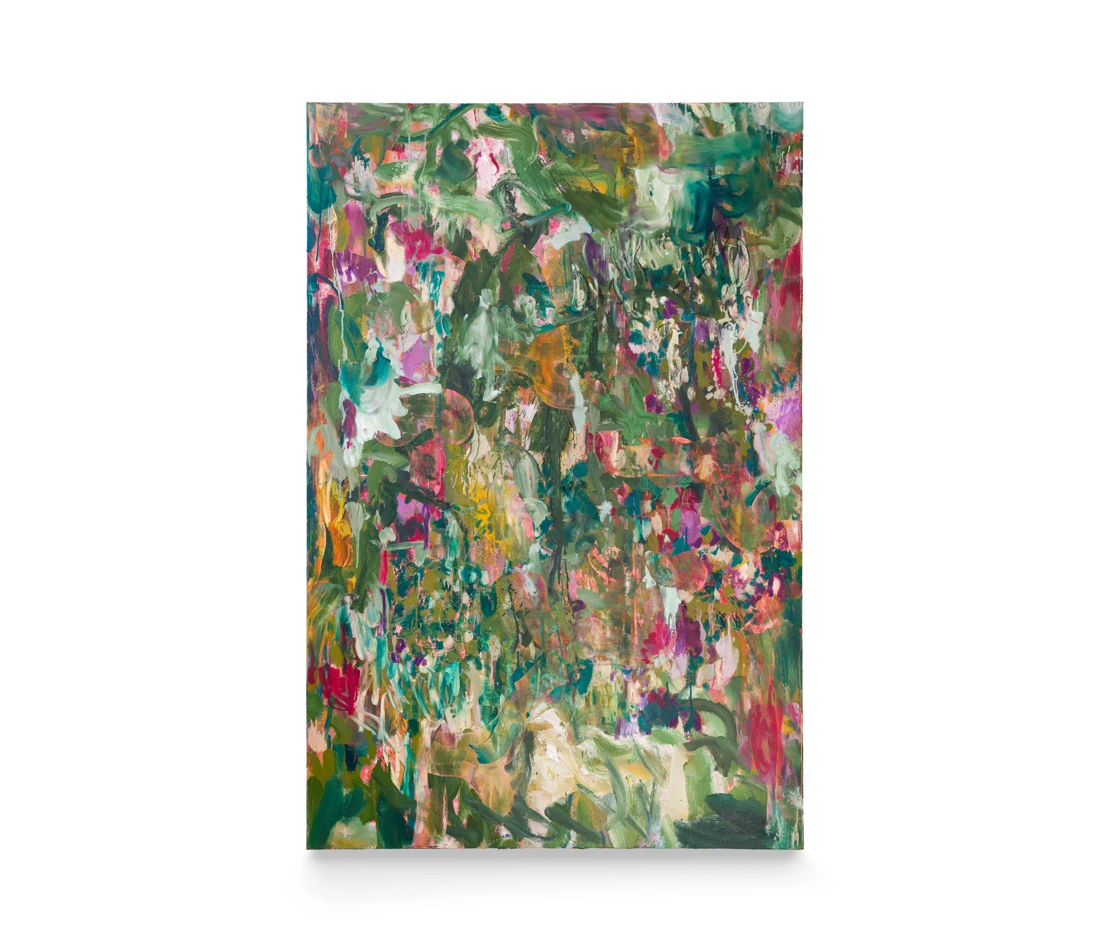A green gestural abstract painting by Isabella Amram