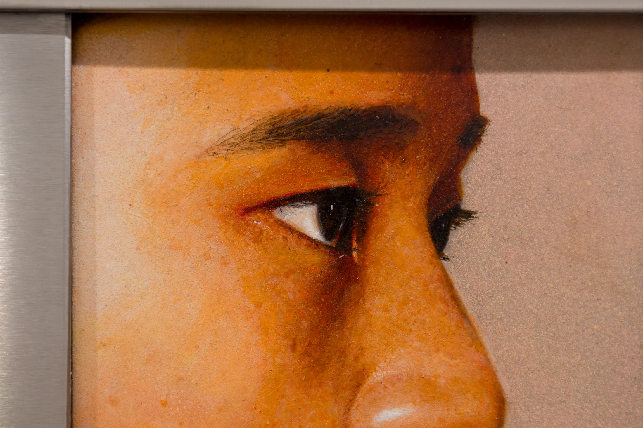 A painting by Ki Yoong of the side profile of a young man's face