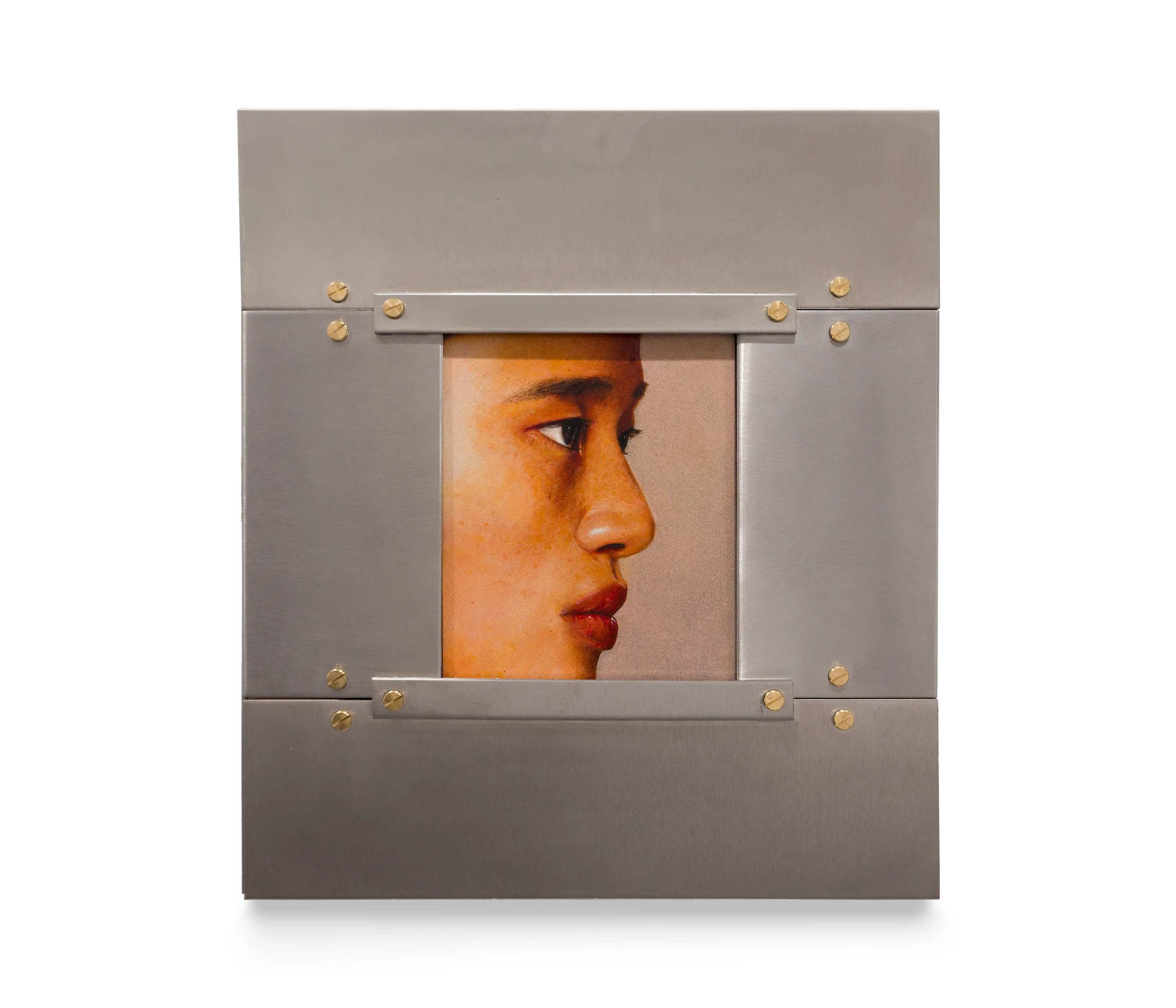 A painting by Ki Yoong of the side profile of a young man's face