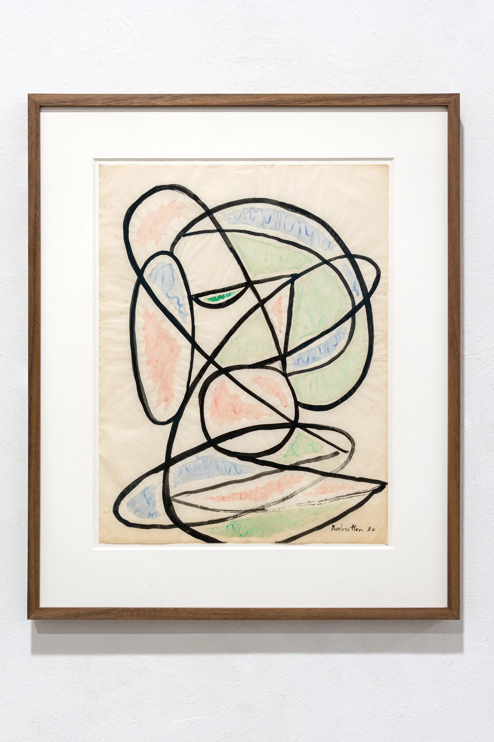 A framed painting by Marlow Moss