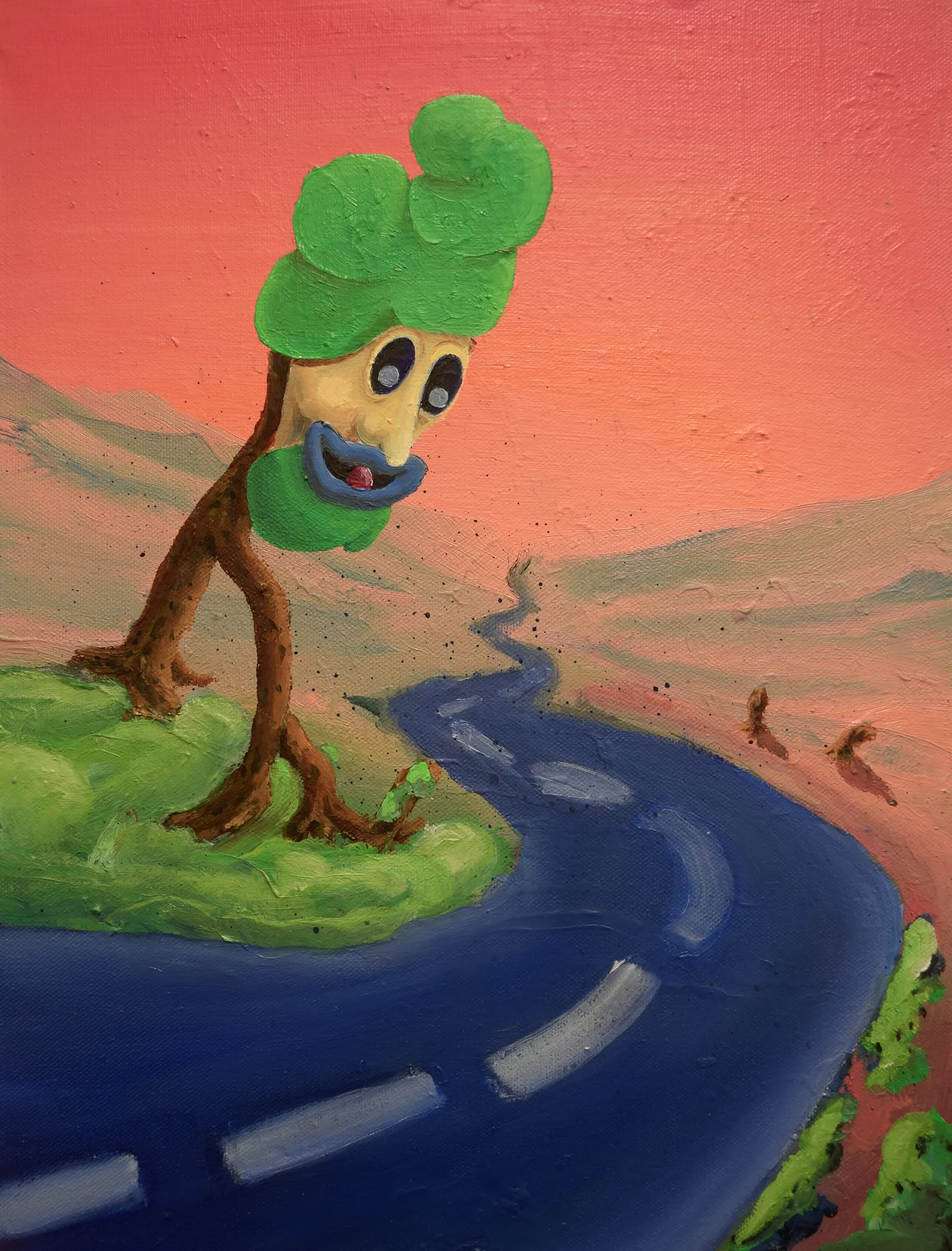 Parham Ghalamdar, Tree, road, desert and backdrop, 2019