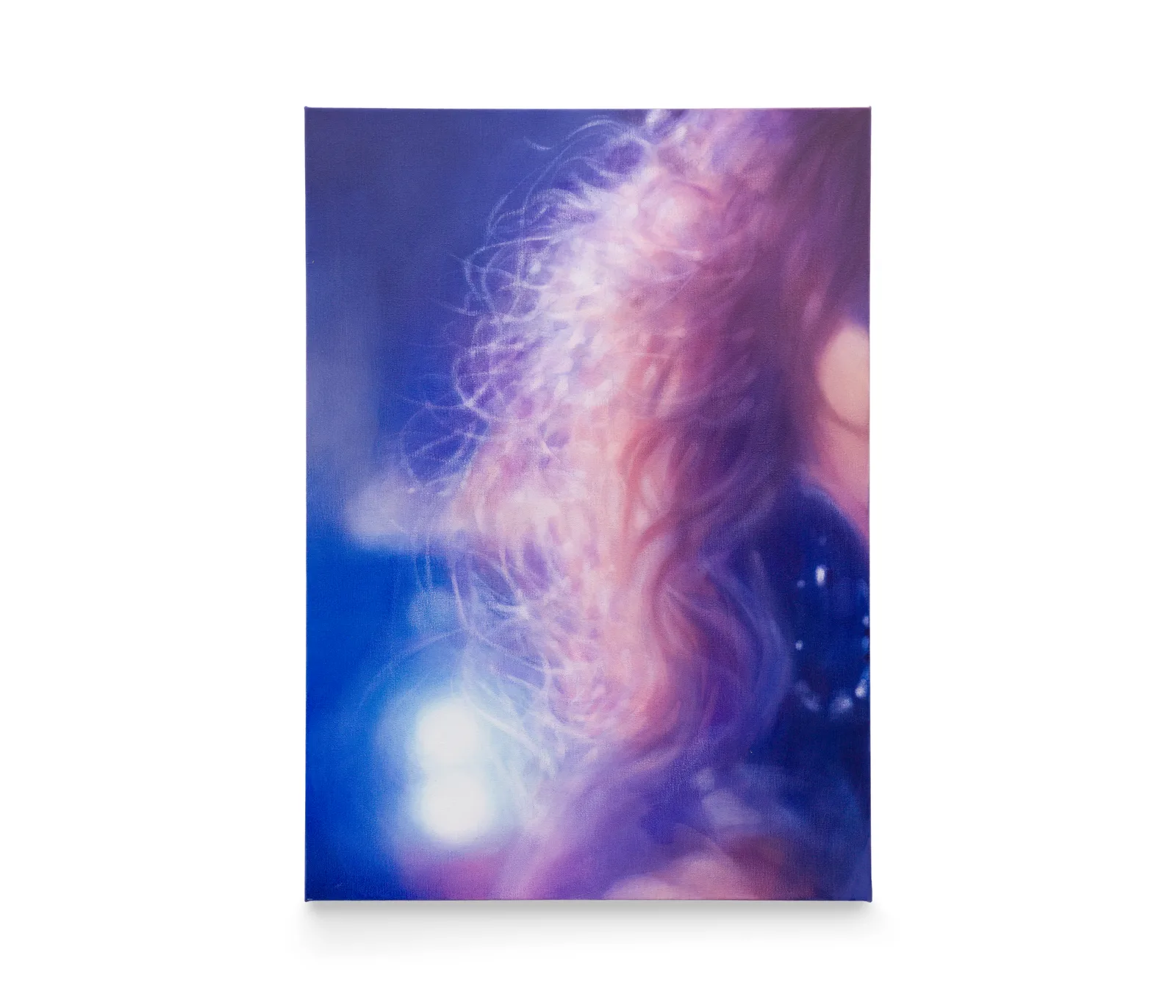 A painting by Rachel Lancaster of a woman with dappled light coming through wispy hair