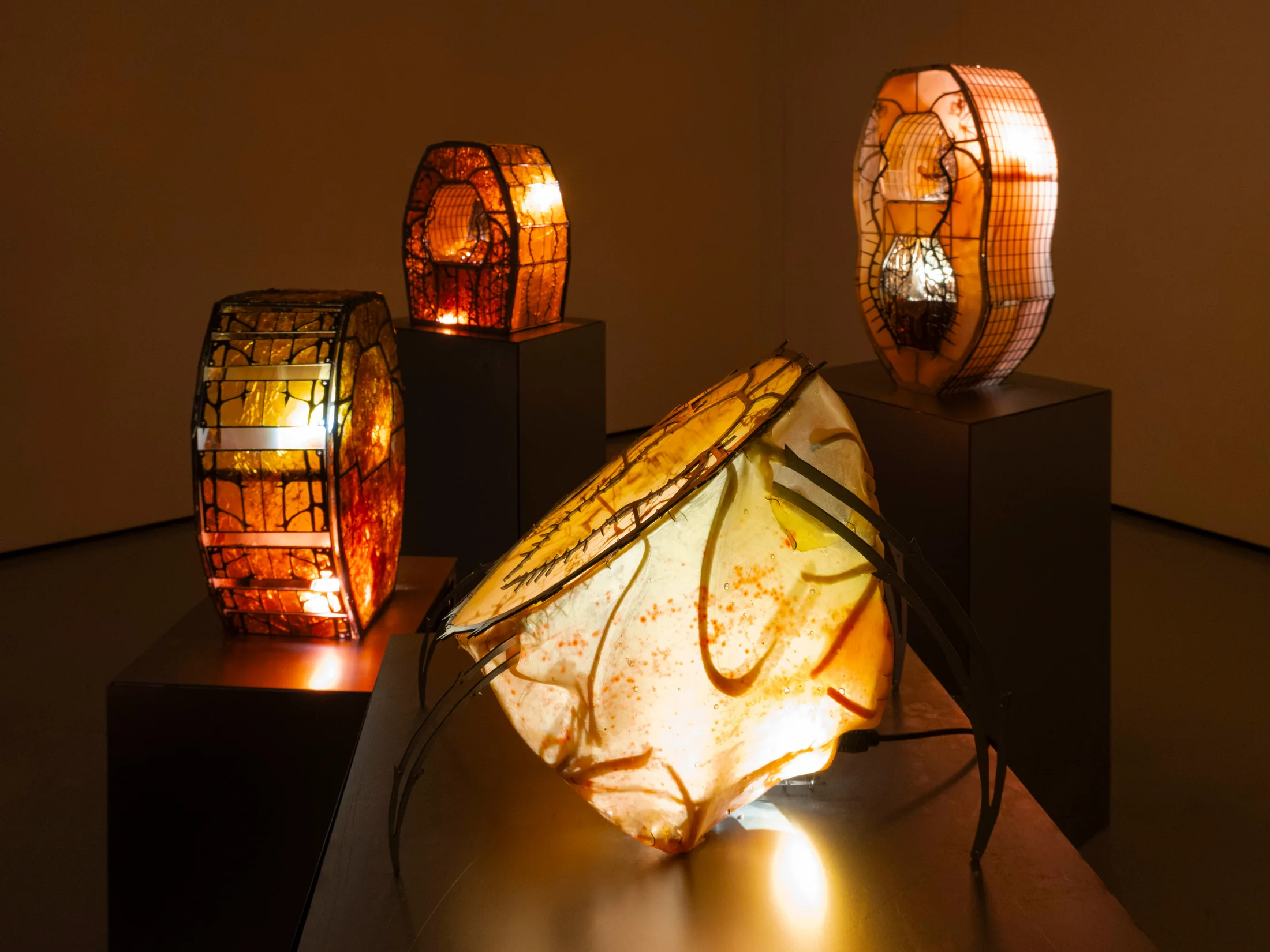 Installation photographs of Hazel Brill's exhibition 'Amber' at Workplace London
