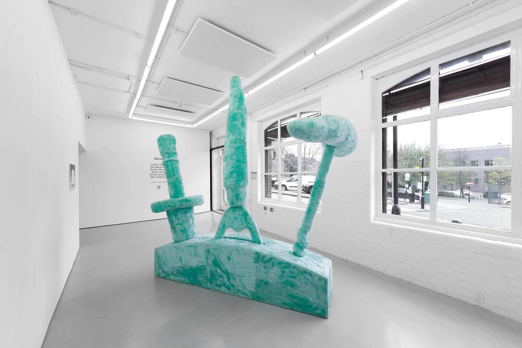 Installation shots of 'Decoy' - a group exhibition of painting and sculpture at Workplace | Newcastle - including artwork by Cristian Avram, Eric Bainbridge, Simeon Barclay, Rachel Lancaster, Sooim Jeong and Miko Veldkamp