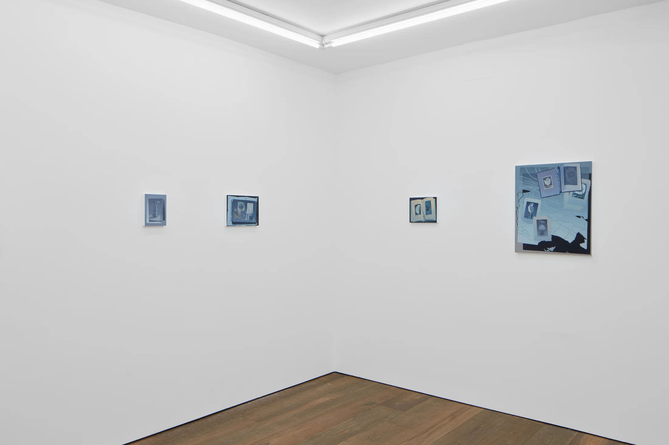 Installation shots of Olivia Jia's solo exhibition Ex Libris, at Workplace | London