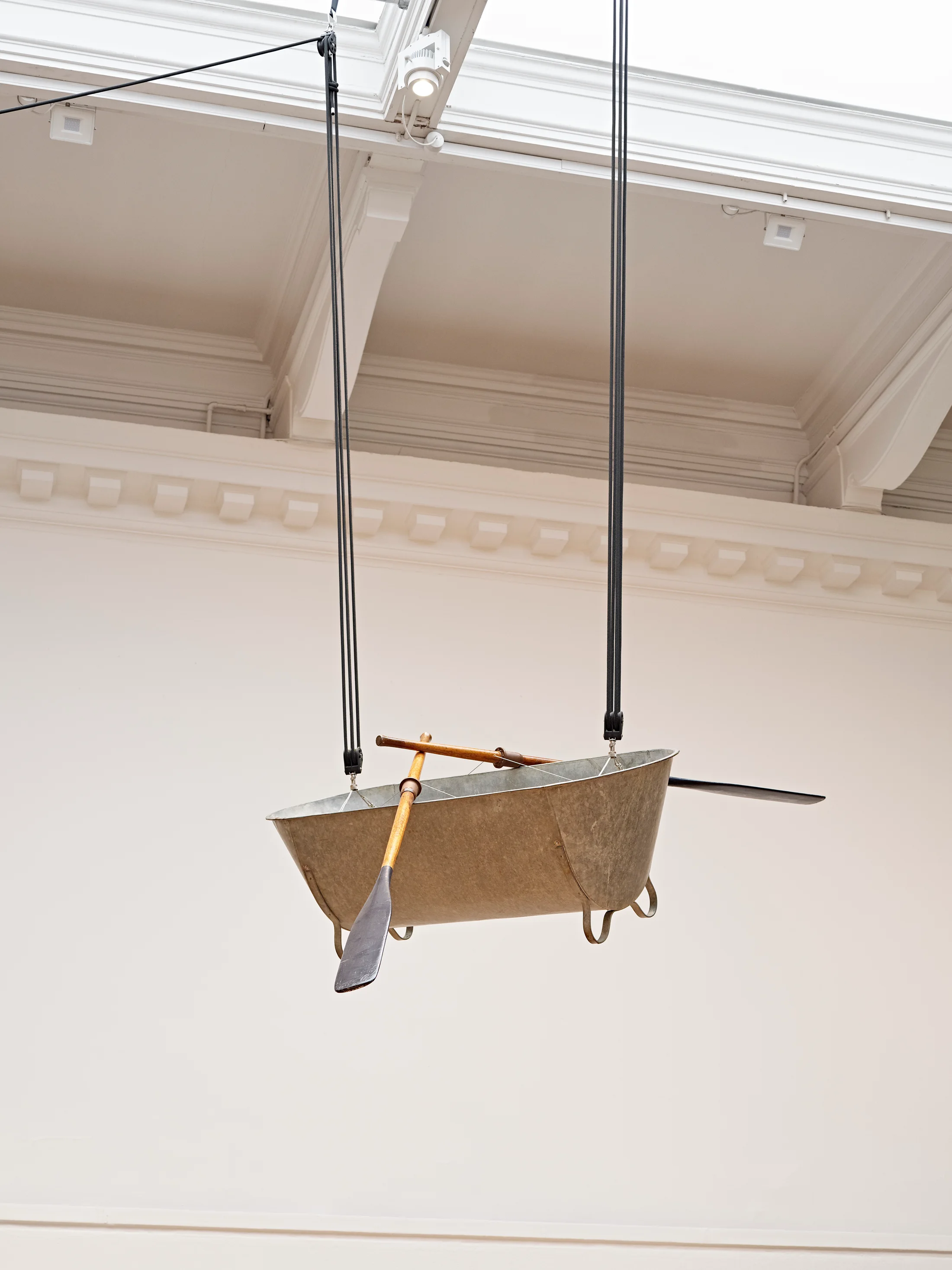 Installation views of Simeon Barclay's solo exhibition 'In the Name of the Father' at South London Gallery in September 2022