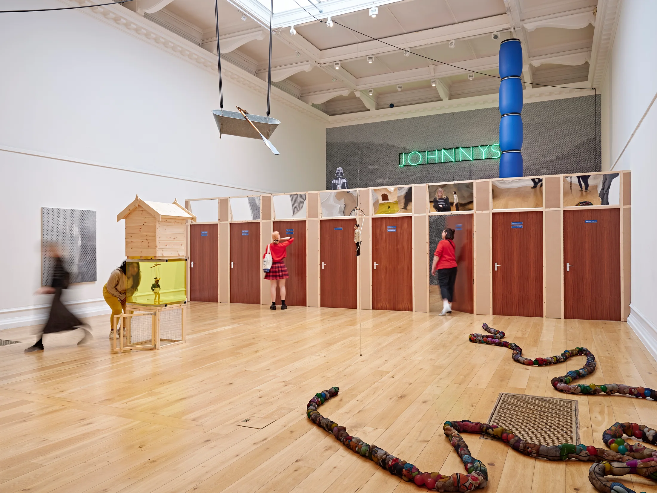 Installation views of Simeon Barclay's solo exhibition 'In the Name of the Father' at South London Gallery in September 2022