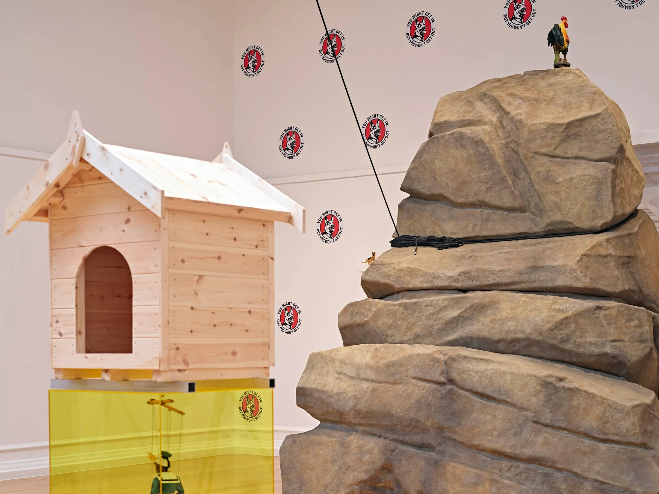 Installation views of Simeon Barclay's solo exhibition 'In the Name of the Father' at South London Gallery in September 2022