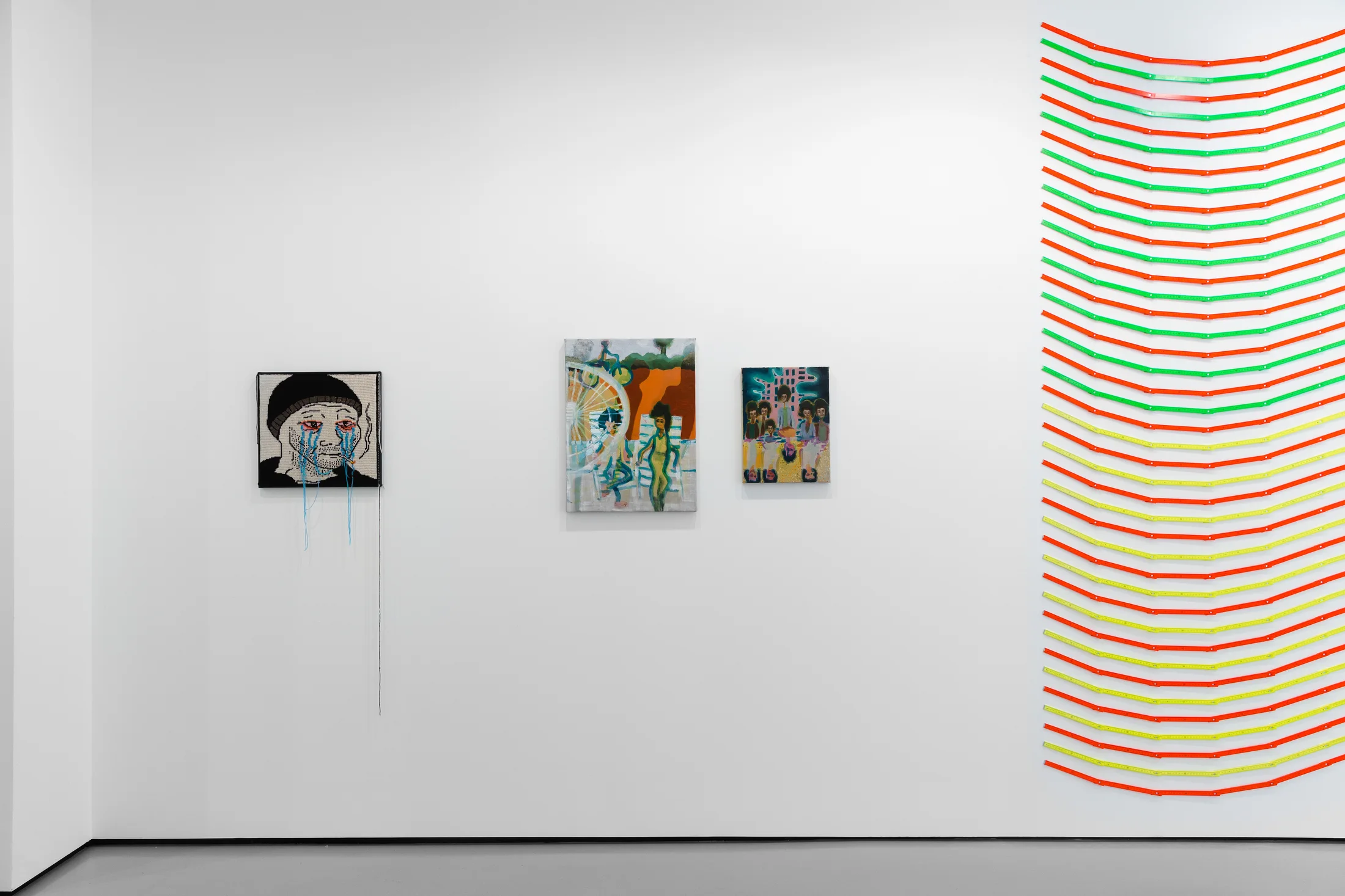 Installation views of 'Kaleidoscope' the inaugural group exhibition at Workplace in 50 Mortimer Street, Fitzrovia, London.