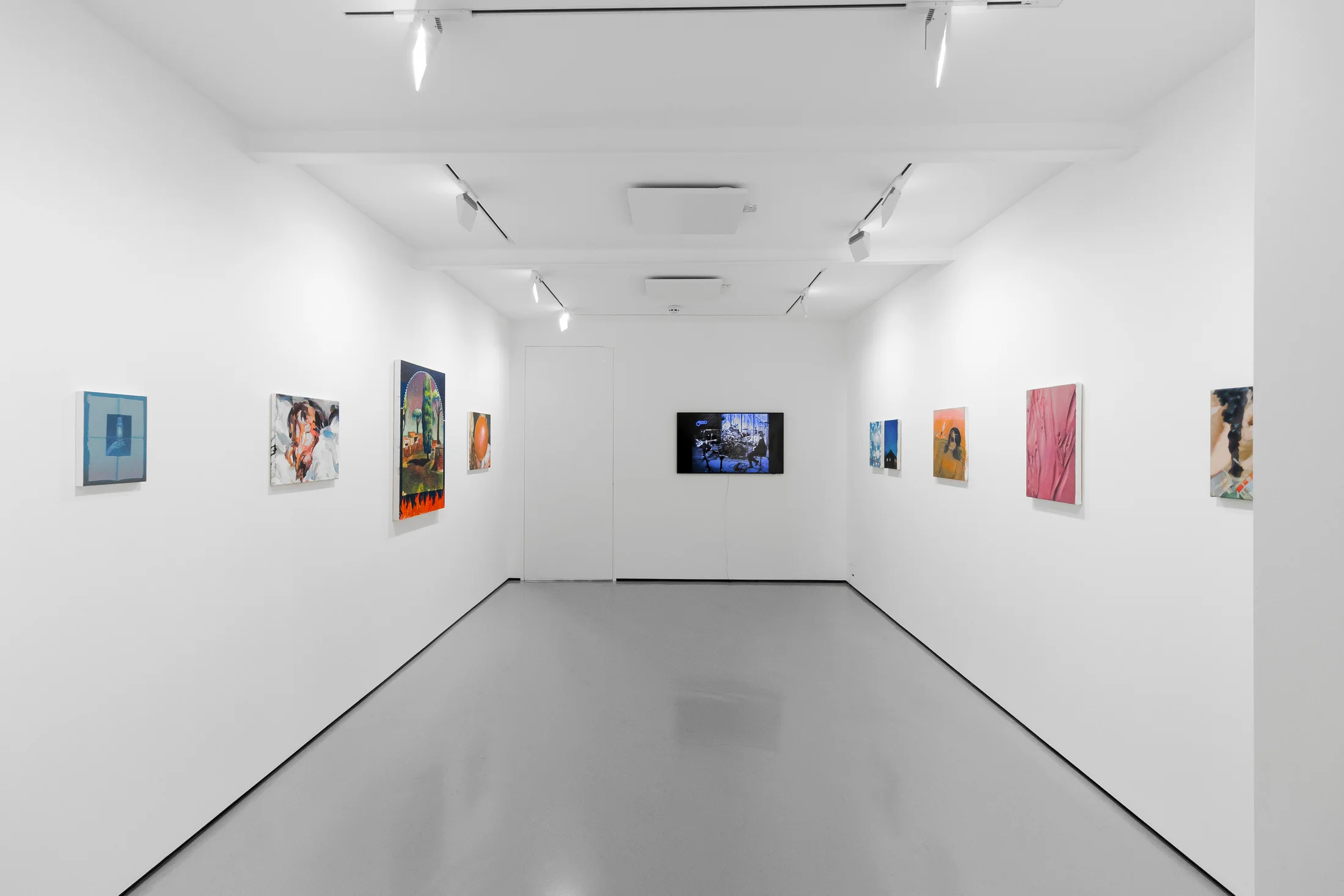 Installation views of 'Kaleidoscope' the inaugural group exhibition at Workplace in 50 Mortimer Street, Fitzrovia, London.