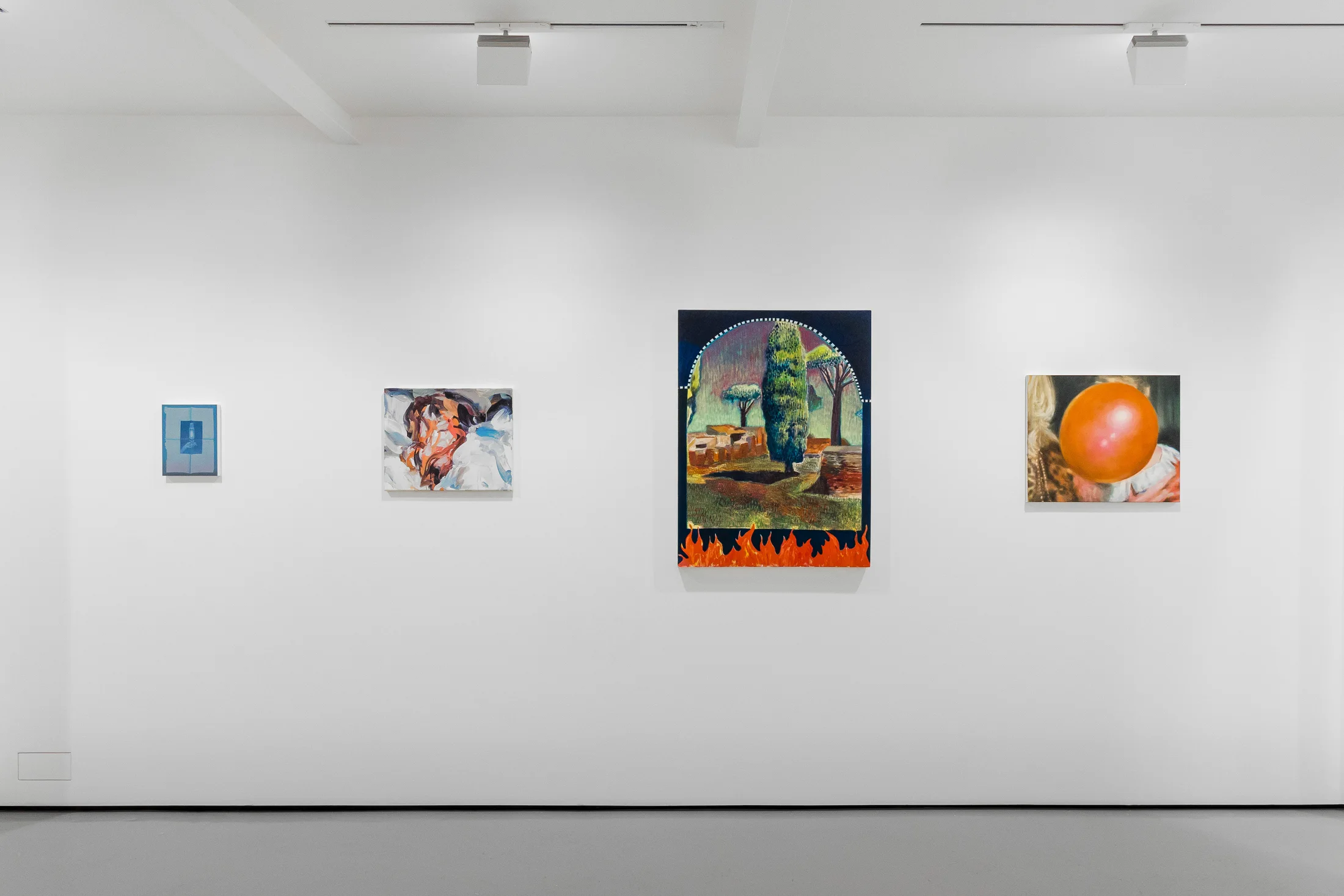 Installation views of 'Kaleidoscope' the inaugural group exhibition at Workplace in 50 Mortimer Street, Fitzrovia, London.