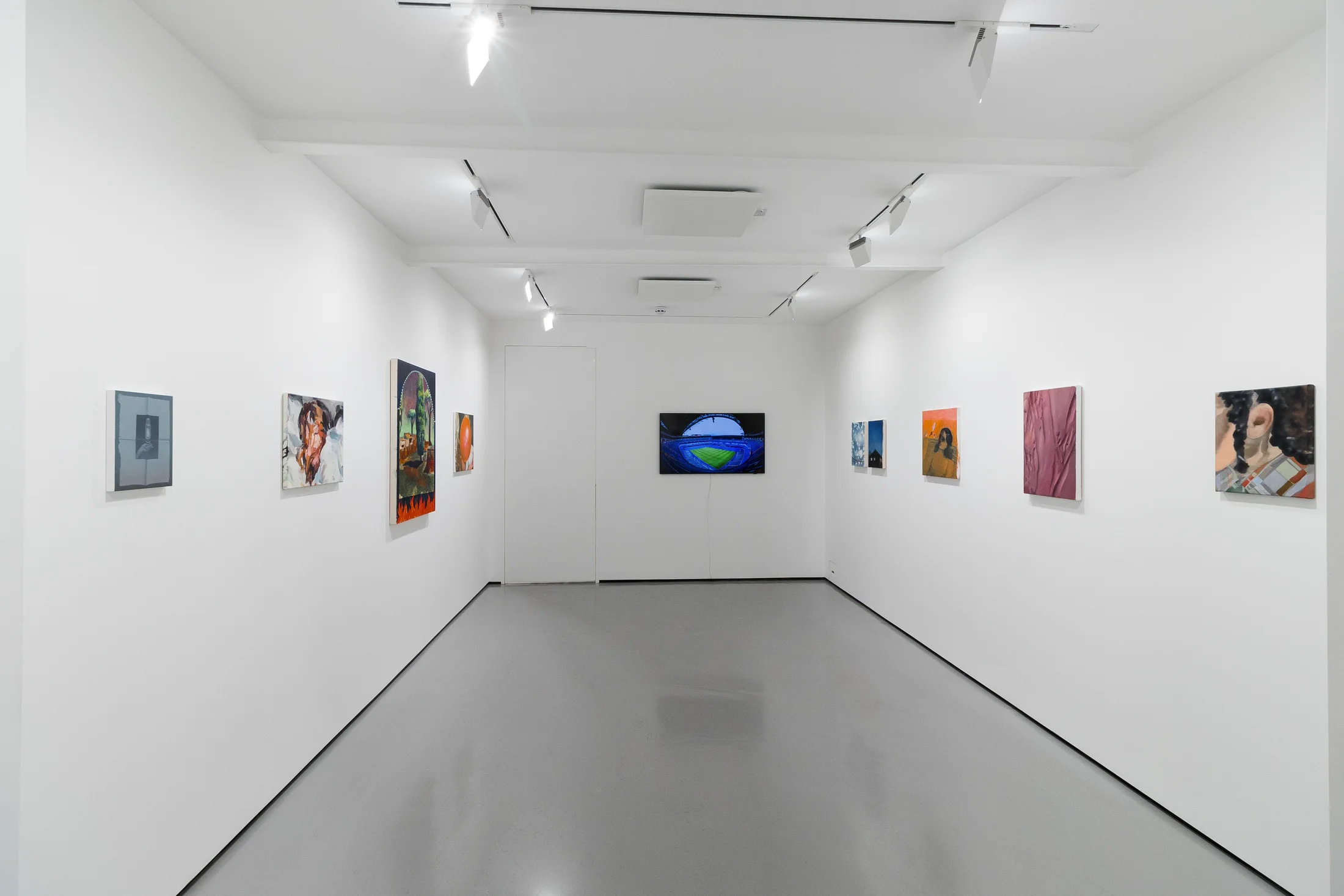 Installation views of 'Kaleidoscope' the inaugural group exhibition at Workplace in 50 Mortimer Street, Fitzrovia, London.