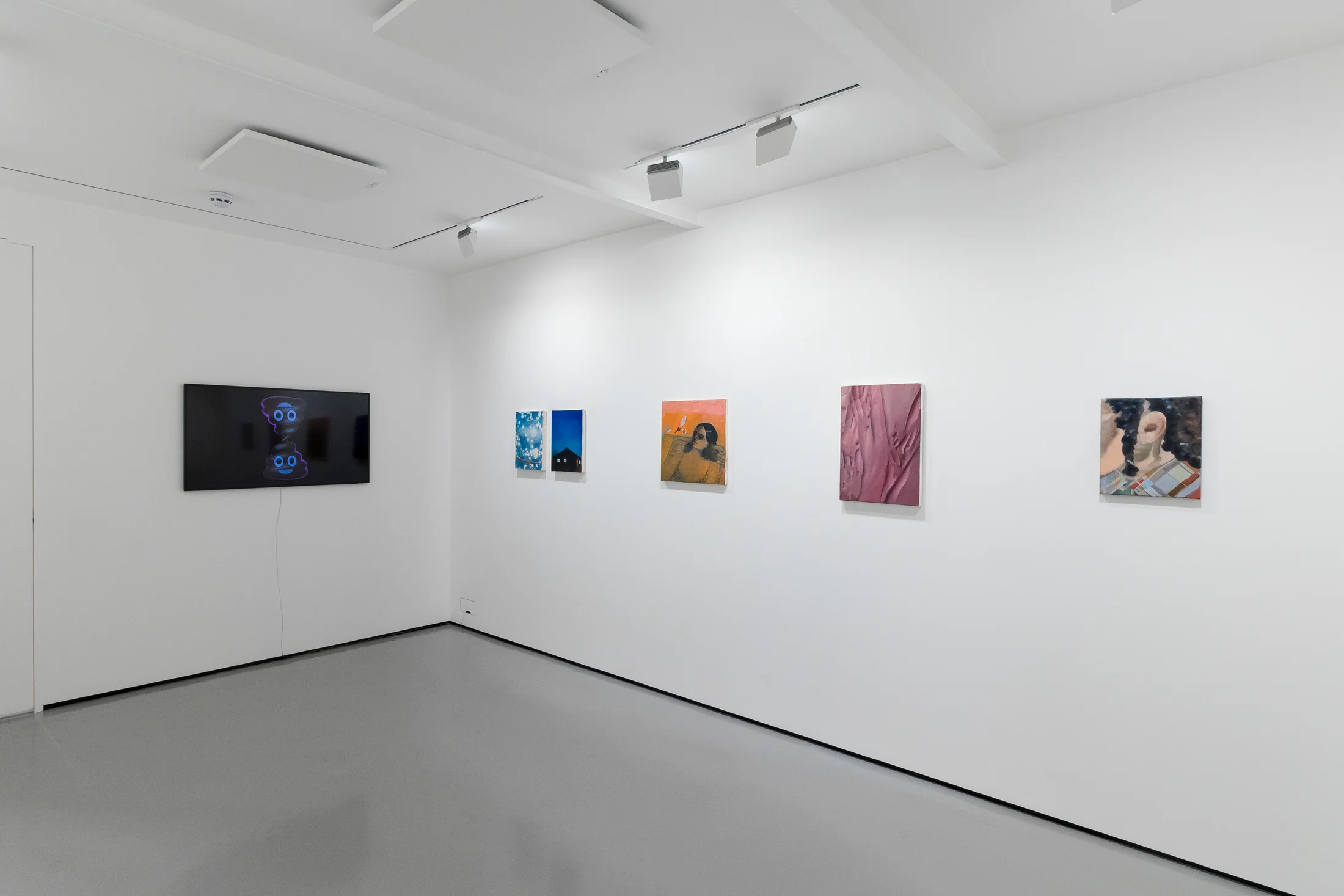 Installation views of 'Kaleidoscope' the inaugural group exhibition at Workplace in 50 Mortimer Street, Fitzrovia, London.