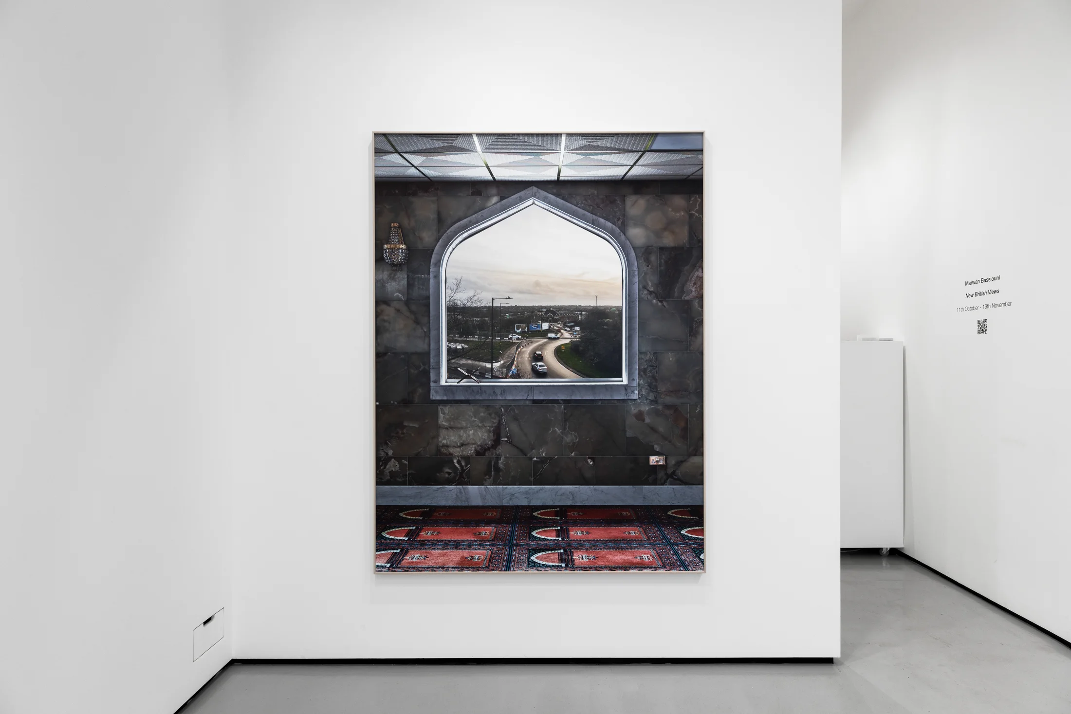Installation views of Marwan Bassiouni's exhibition 'New British Views' at Workplace in London. 