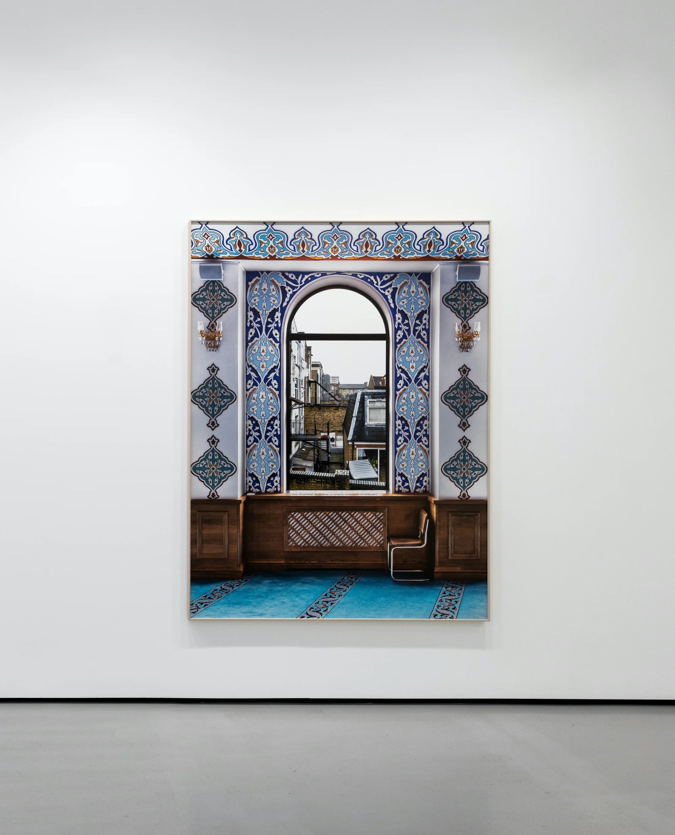 Installation views of Marwan Bassiouni's exhibition 'New British Views' at Workplace in London. 