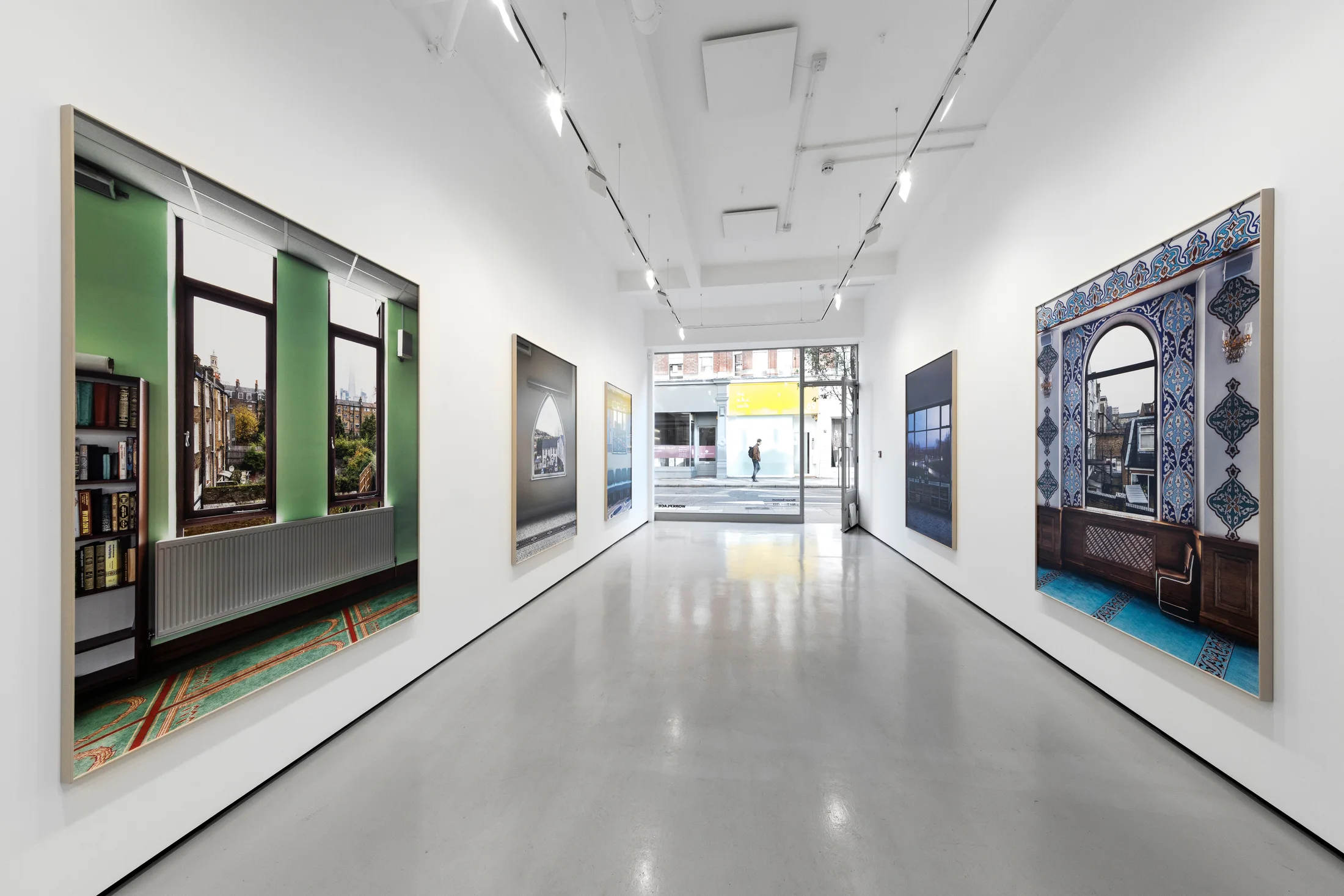 Installation views of Marwan Bassiouni's exhibition 'New British Views' at Workplace in London. 