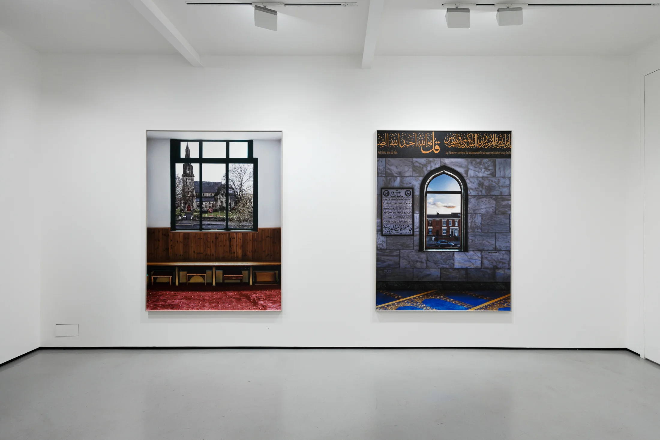 Installation views of Marwan Bassiouni's exhibition 'New British Views' at Workplace in London. 