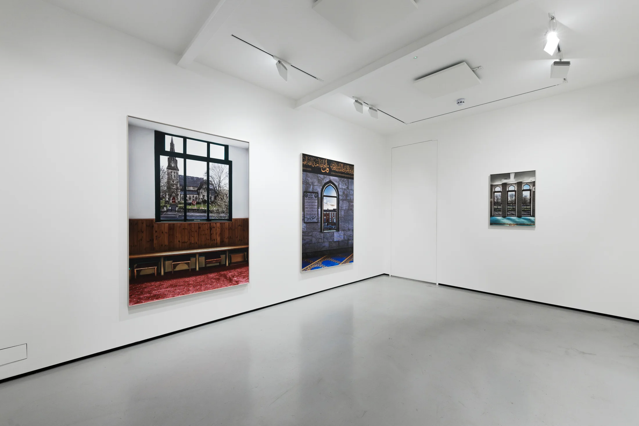 Installation views of Marwan Bassiouni's exhibition 'New British Views' at Workplace in London. 