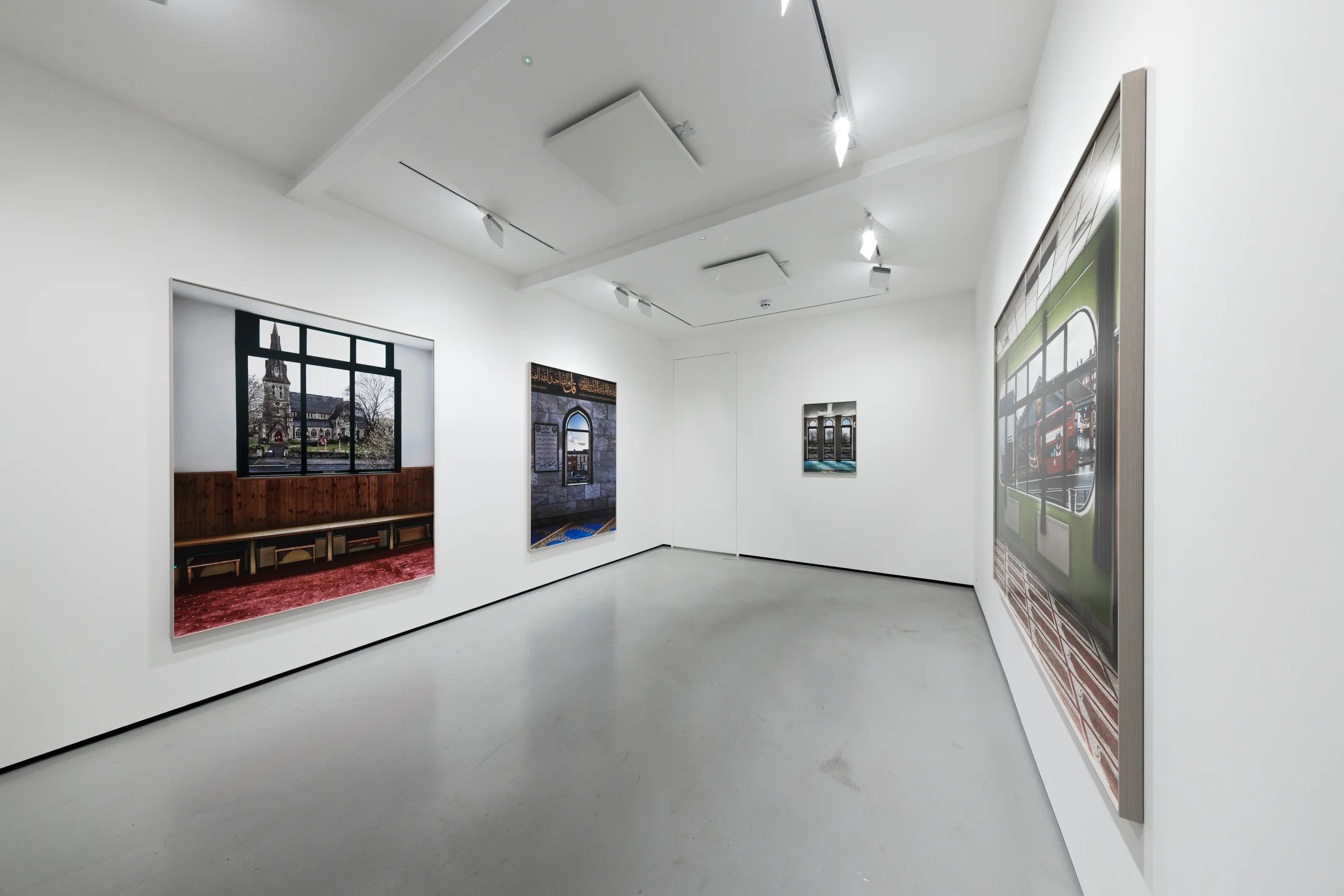 Installation views of Marwan Bassiouni's exhibition 'New British Views' at Workplace in London. 