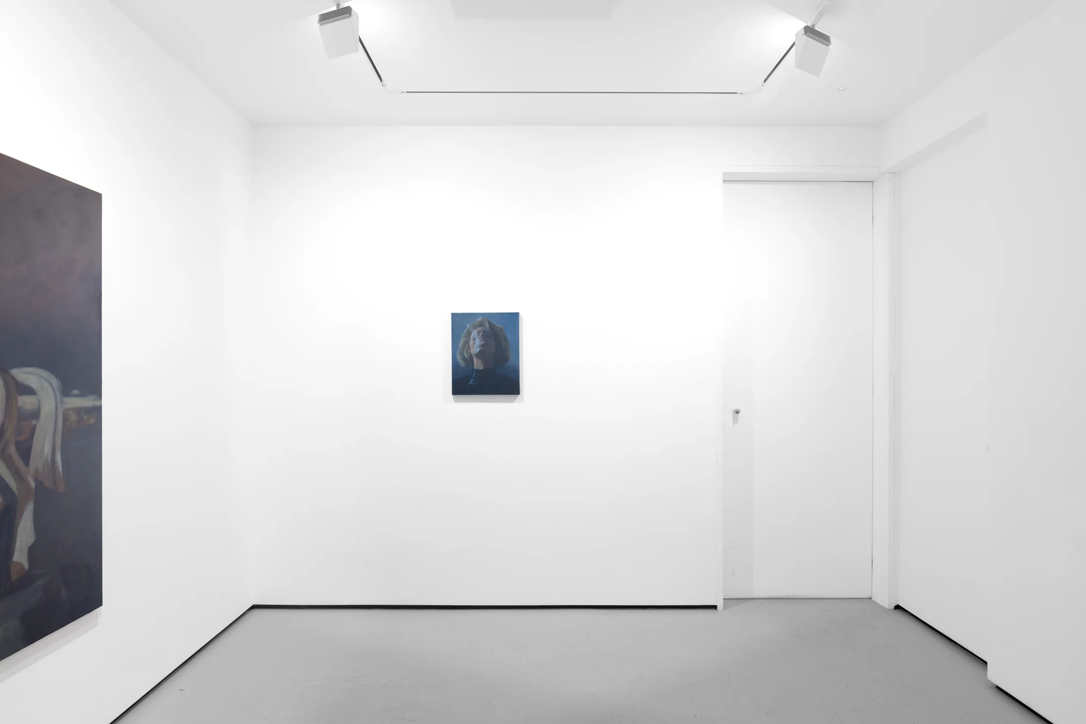 Instalation view of Wang Pei's paintings oin a white walled gallery space