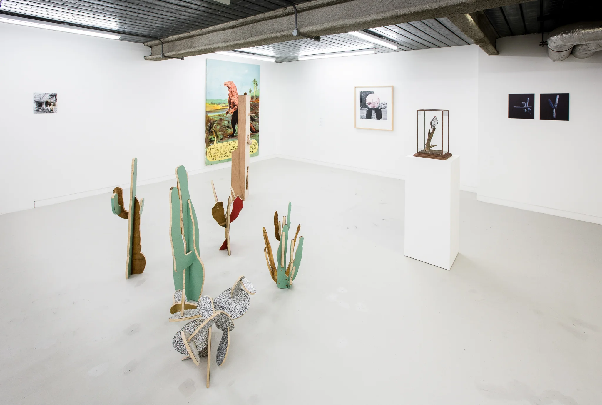 Installation shots of 'Satellite Satellite' a group exhibition at Workplace London 