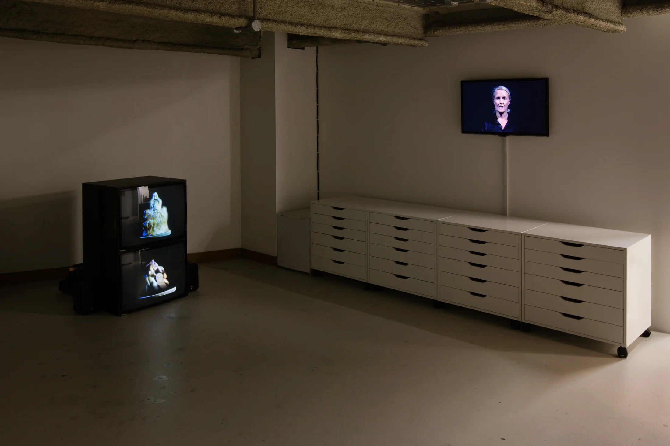 Installation shots of 'Satellite Satellite' a group exhibition at Workplace London 