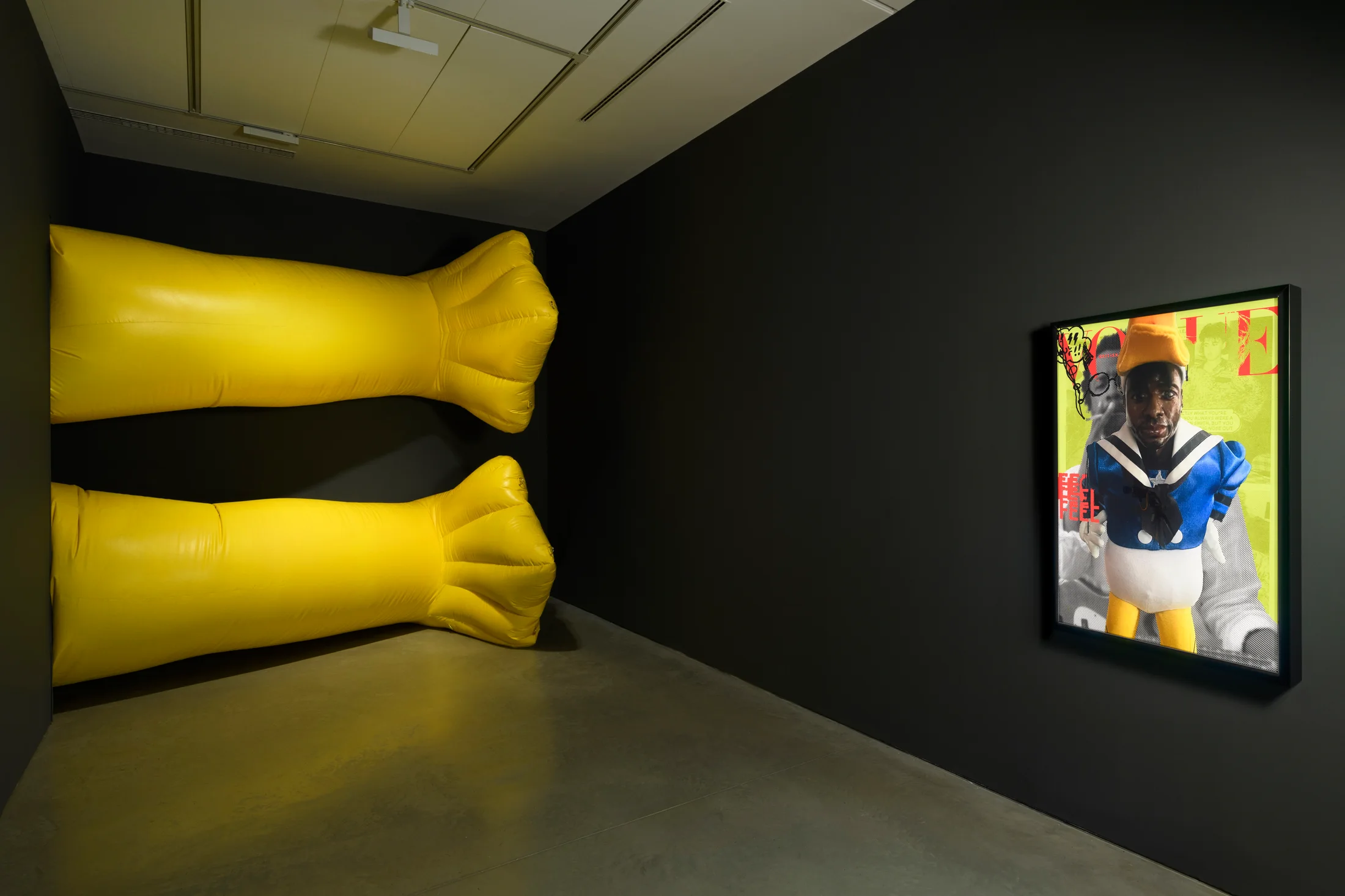 Installation view of Simeon Barlclay's exhibition Farewell Sweet Innocence at John Hansard Gallery Southampton 