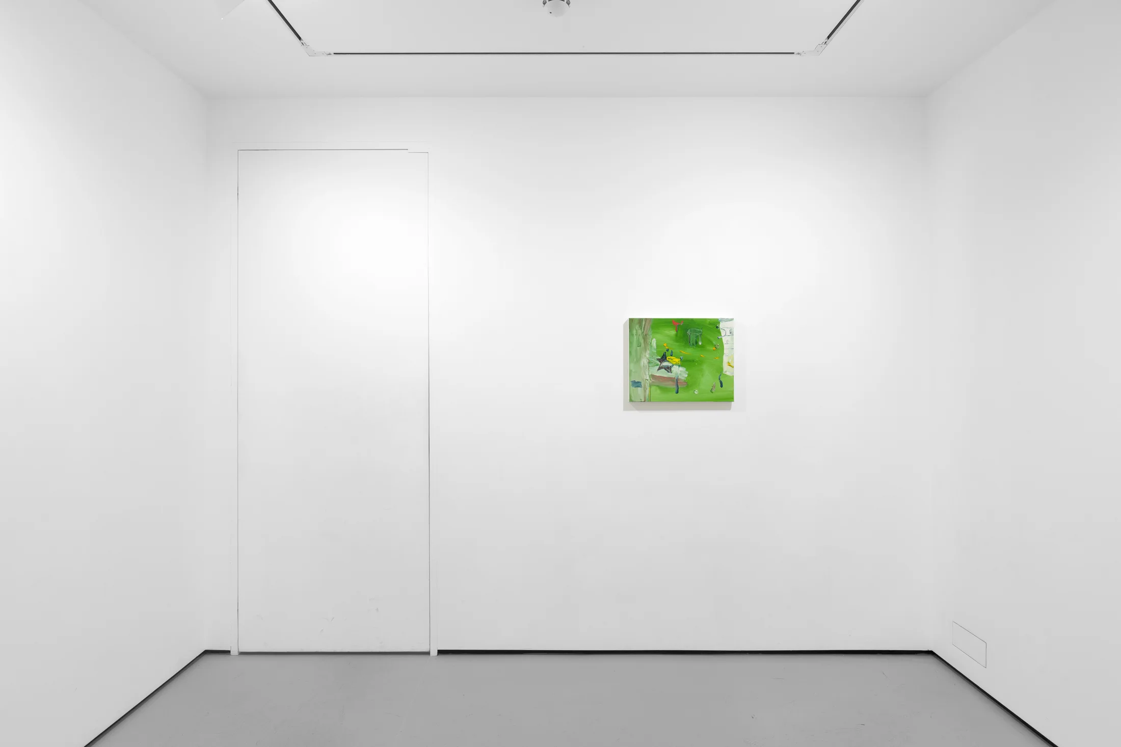 A white walled gallery with 4 artworks by b chehayeb hung on the walls