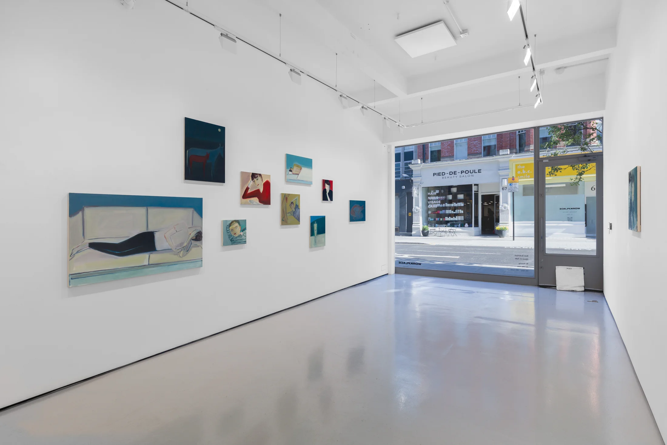 Installation views of Eve Ackroyd's exhibition 'Upon A Tide' at Workplace London