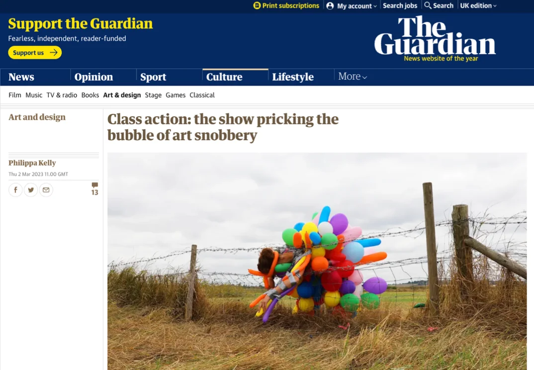 The Guardian ‘Class action: the show pricking the bubble of art snobbery’ 2 March 2023 Philippa Kelly