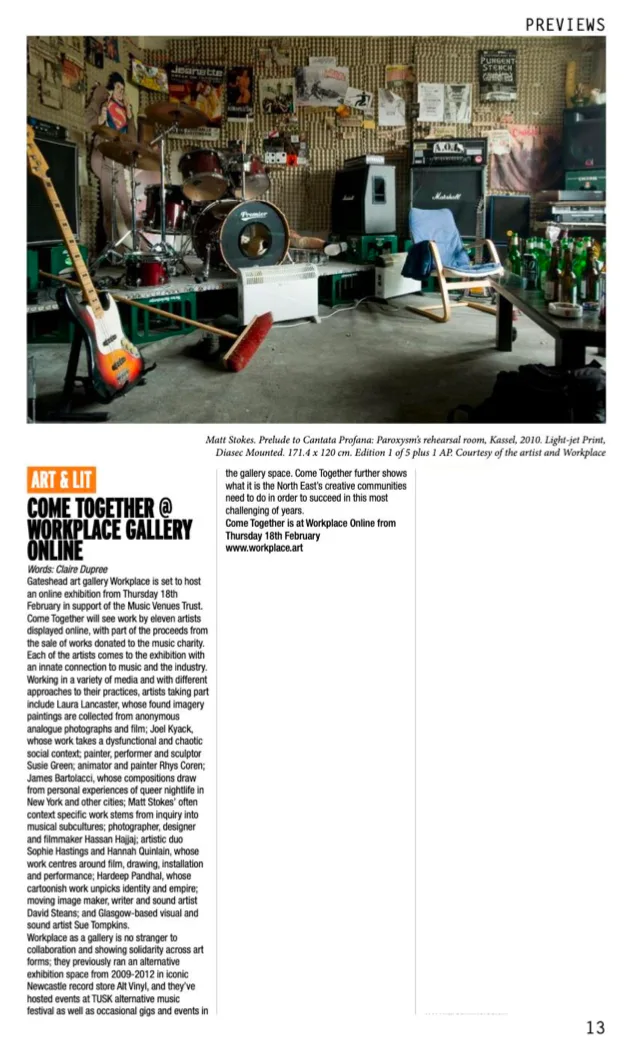 Come Together @ Workplace Gallery  Claire Dupree, NARC Magazine  February 18th, 2021