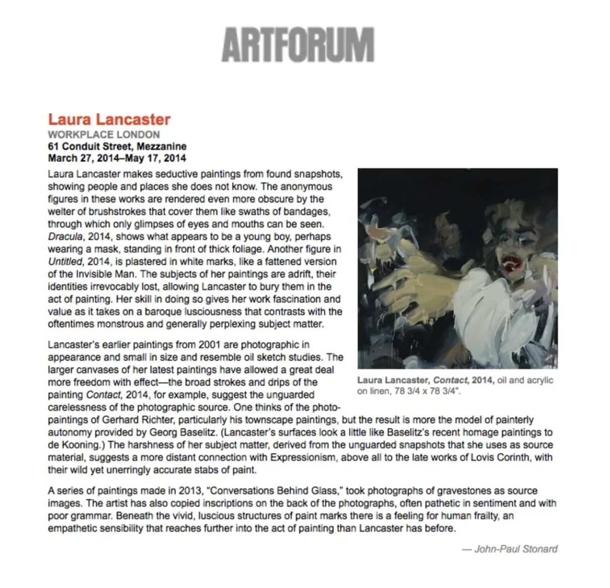 ARTFORUM - Laura Lancaster