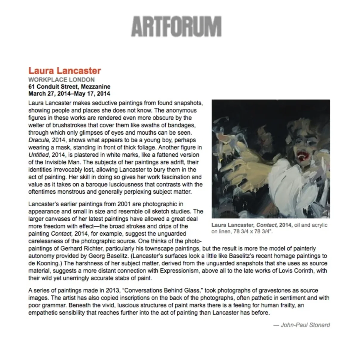 ARTFORUM - Laura Lancaster