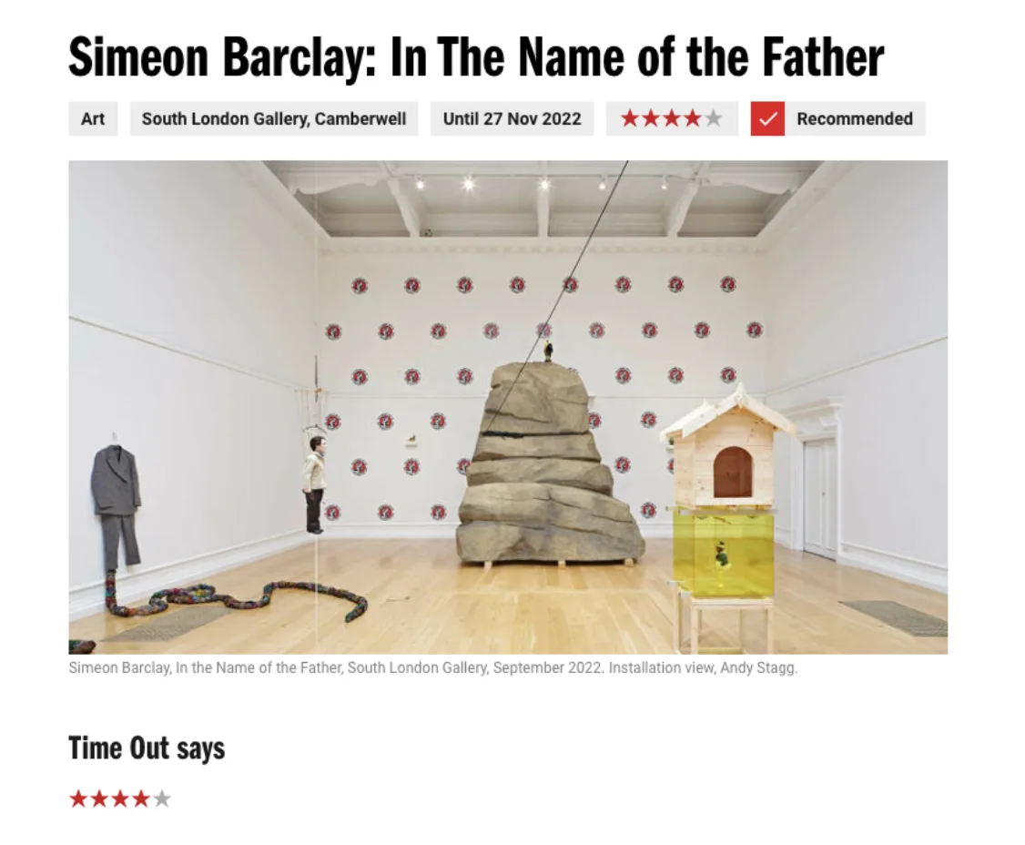 Time Out ‘Simeon Barclay: In The Name of The Father’ 22 September 2022 By Eddy Frankel