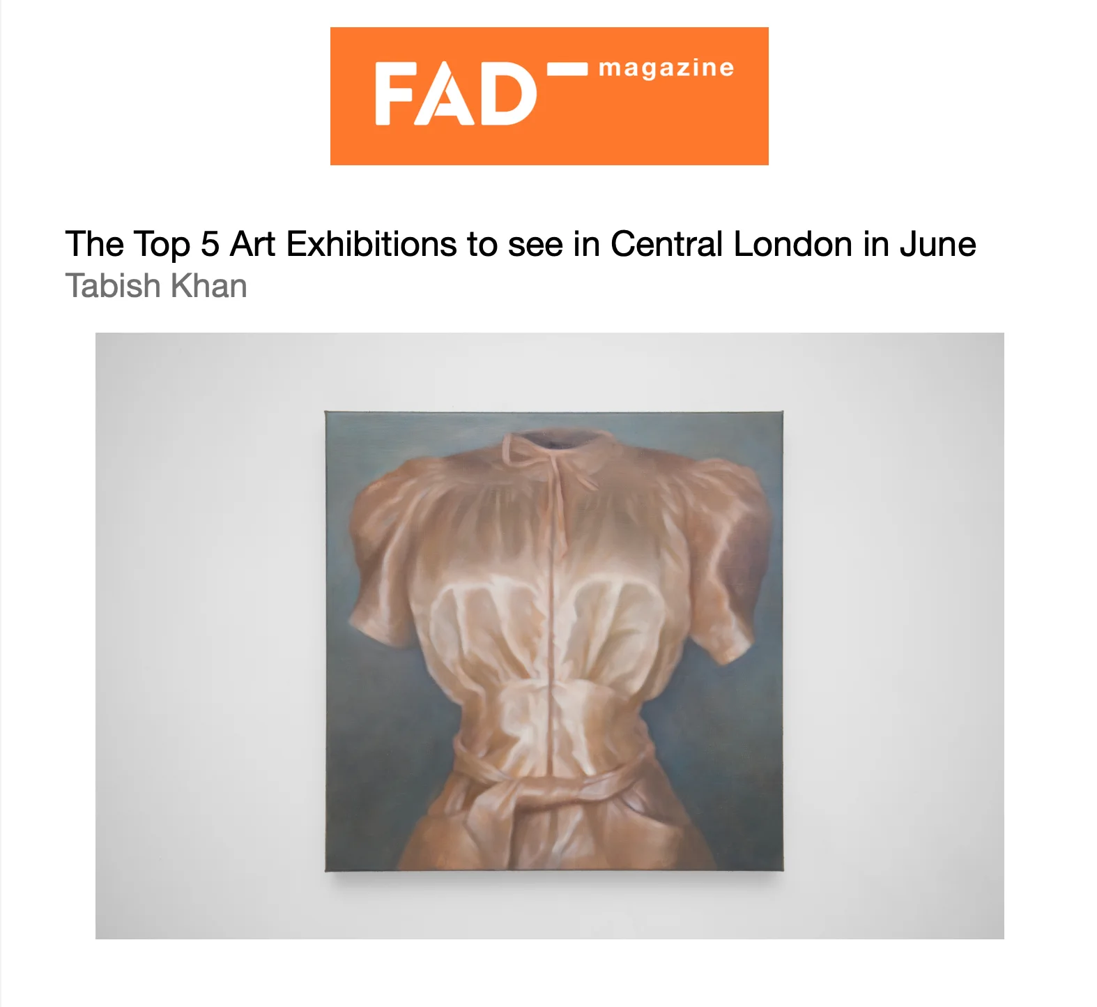 A press clipping of Wang Pei: Sertraline in FAD Magazine